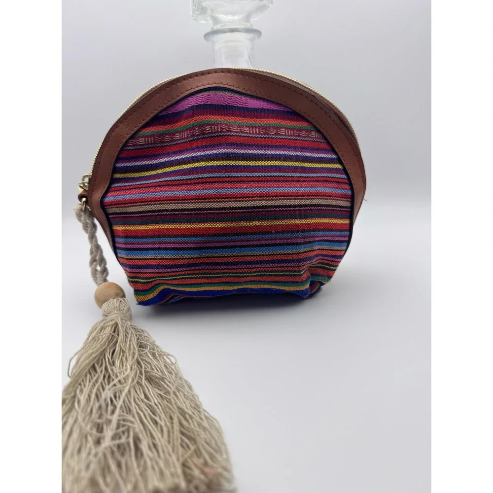 Striped Cosmetic Bag with Tassel Colorful Makeup‎ Pouch Travel Accessories